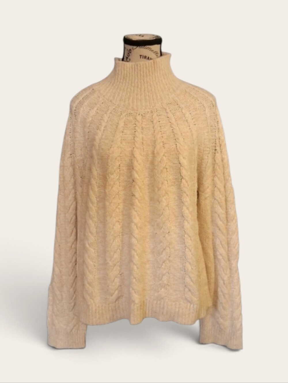 Knox Rose Womens Cream Chunky Cable  Knit Mock Neck Sweater XL